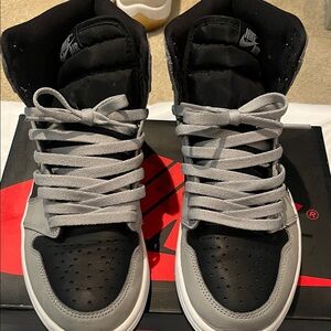 Nike Men's Black and Gray OG Shadows High-Top Retro Sneakers